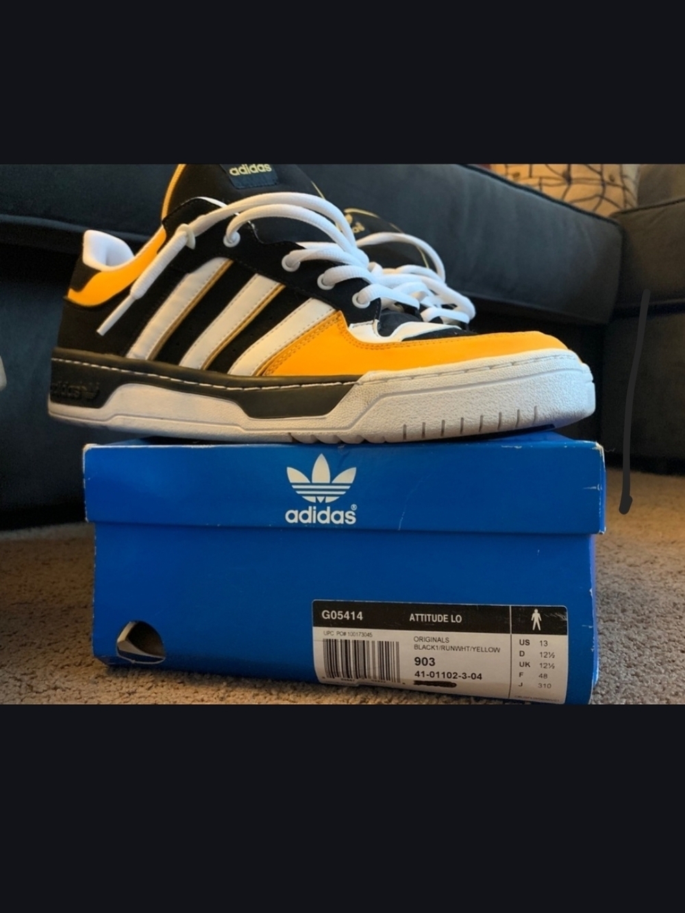 Adidas Attitude Lo Sneakers in Black, White and Yellow